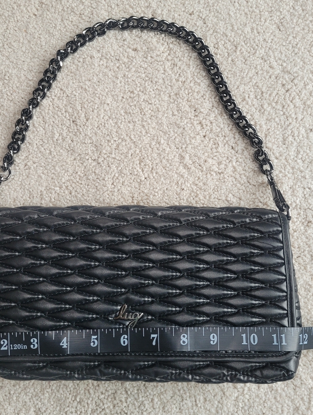 *NWT* Lug Strut Quilted Chain Shoulder Bag Metallic Black - Picture 5 of 12